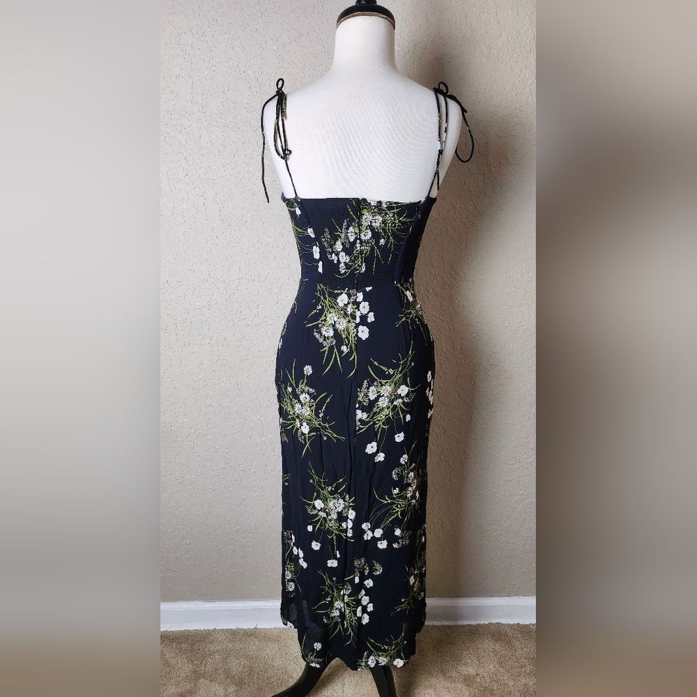 Reformation Kourtney Floral Print Midi Dress Black Size 4 - Picture 5 of 11